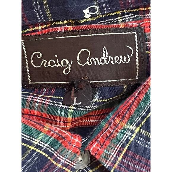 Craig Andrew Men's Button up plaid shirt. Long sleeve. Red/blue/green size large - Picture 3 of 7